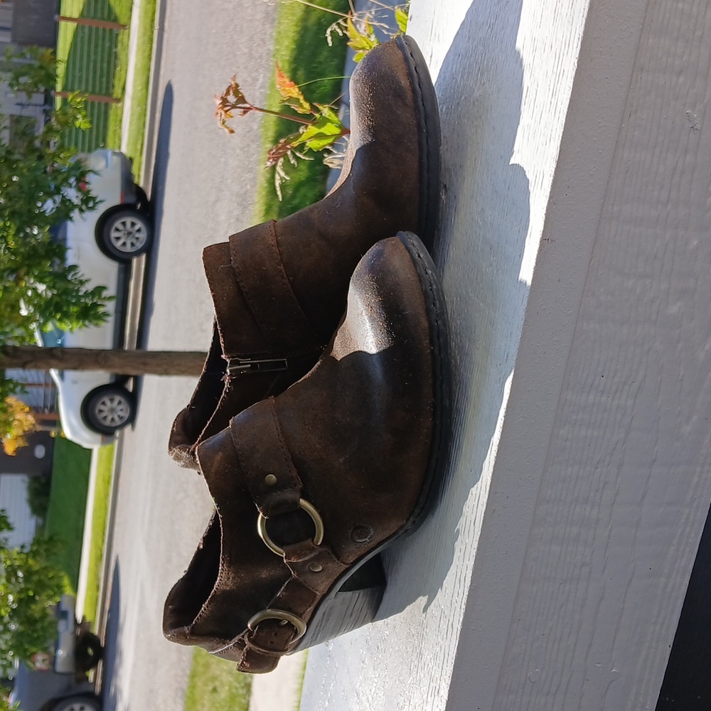 Born Brown Rough Leather Ankle Boots